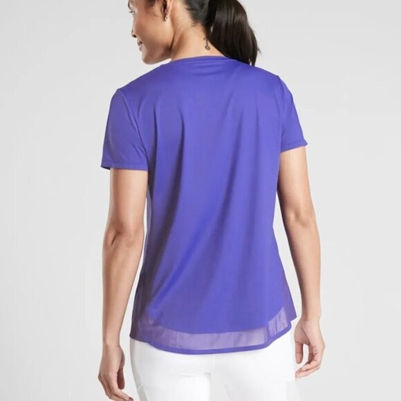 ATHLETA Paradise Blue Short Sleeve UPF 50+ Cadence Tee Top - Picture 2 of 9